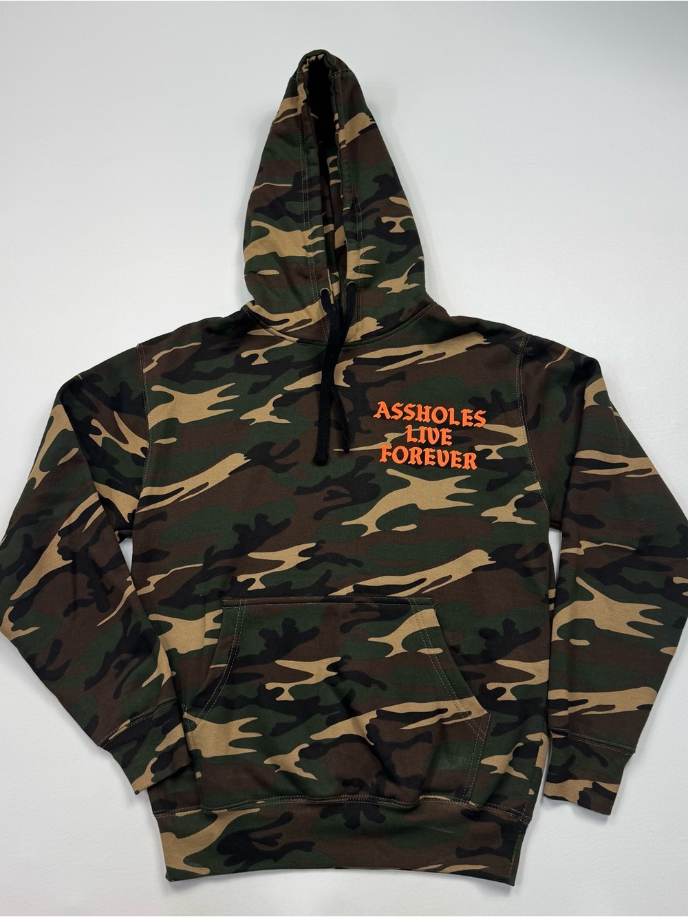 Assholes Live Forever Camouflage Pullover Hoodie Size Small